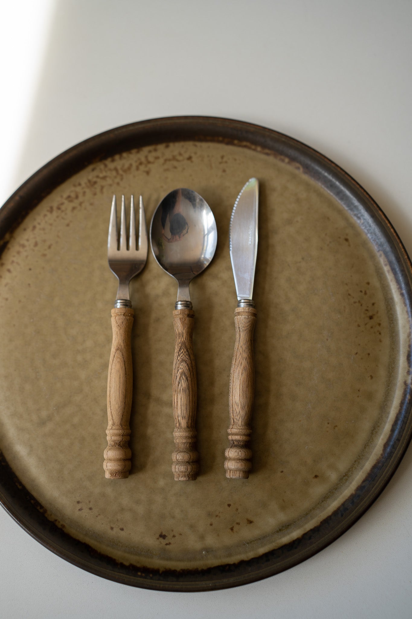 Vintage houten bestek 18 delig