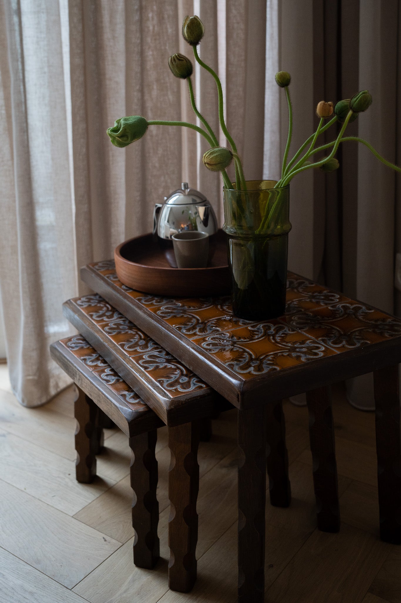Set van 3 Nesting tafeltjes met tegelblad