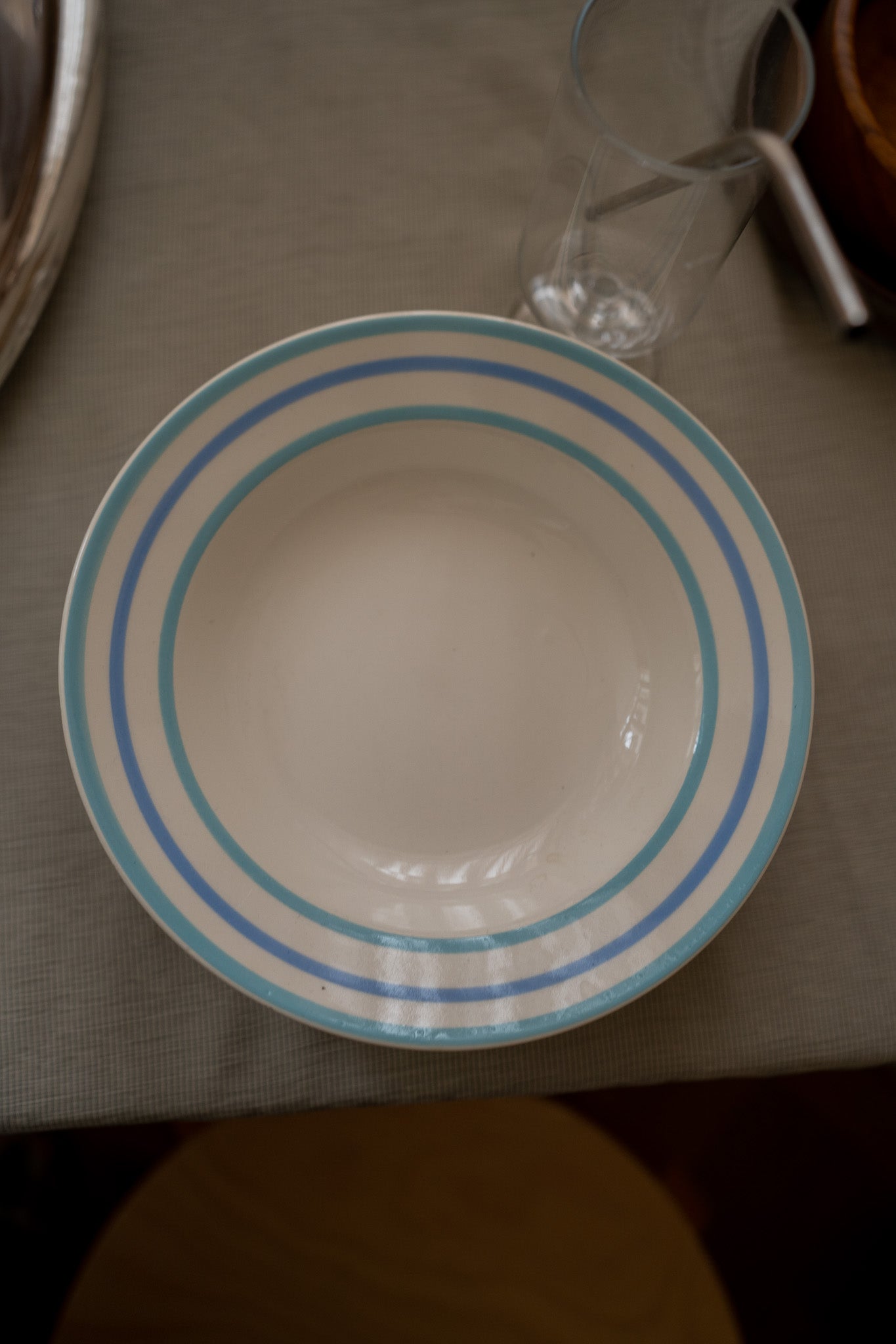 Set van 4 diepe borden blauwe rand