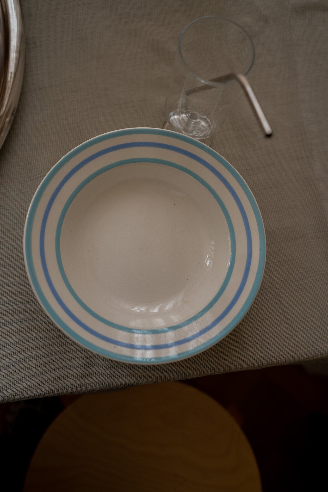 Set van 4 diepe borden blauwe rand