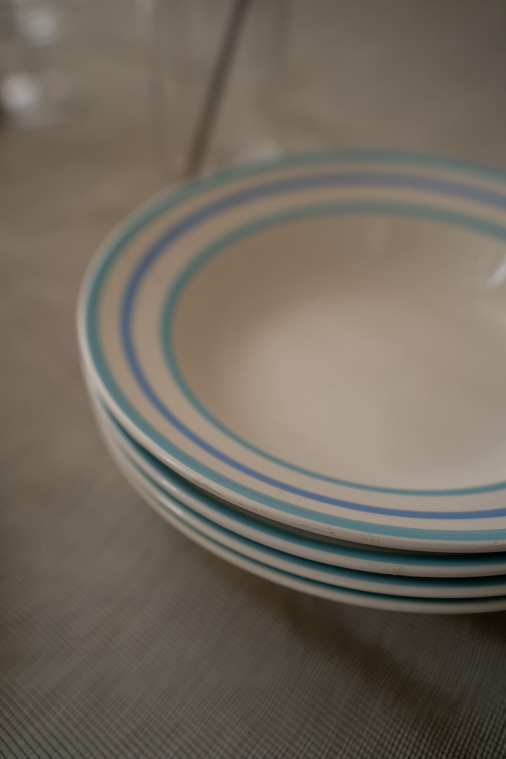 Set van 4 diepe borden blauwe rand