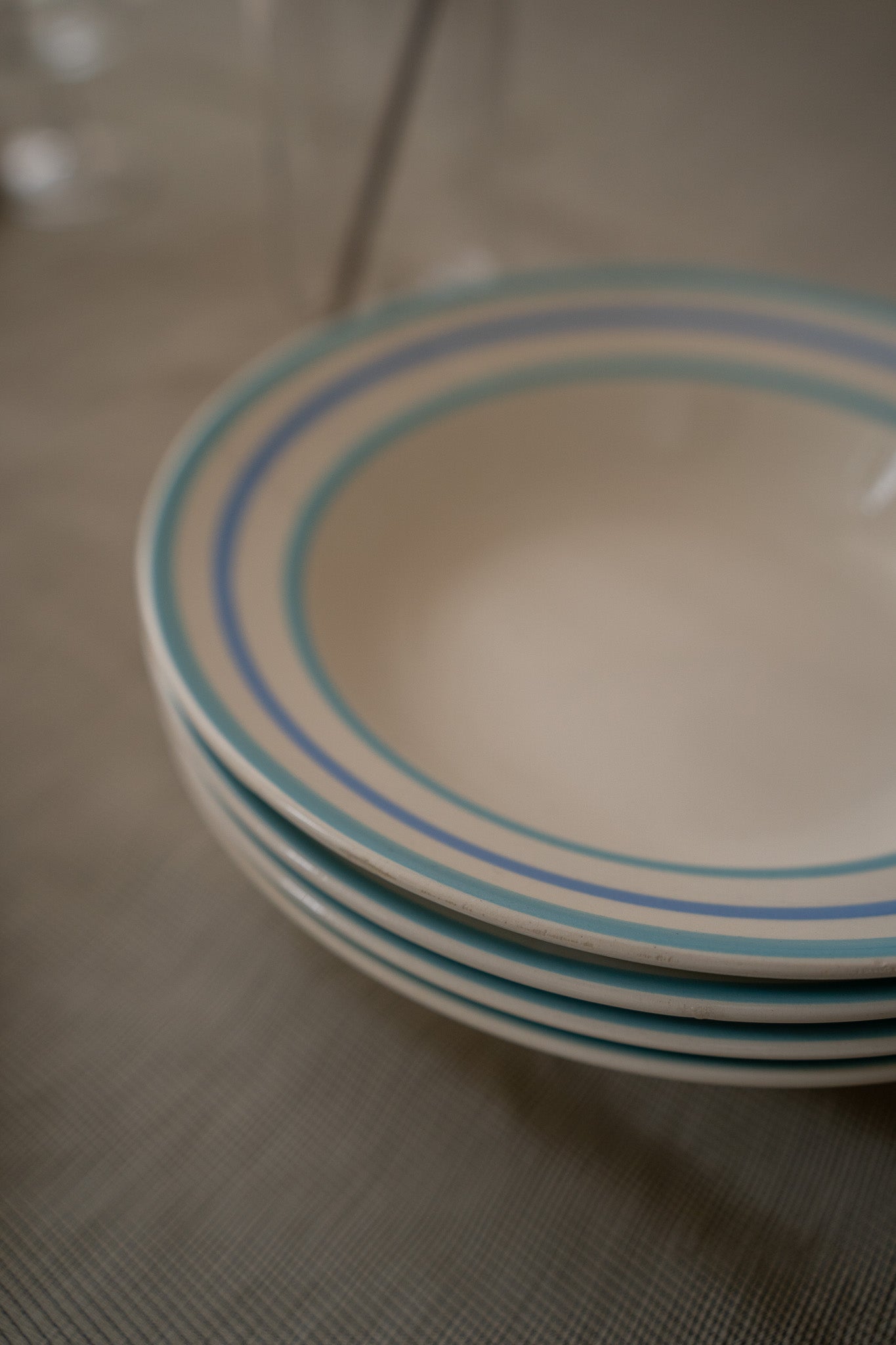 Set van 4 diepe borden blauwe rand