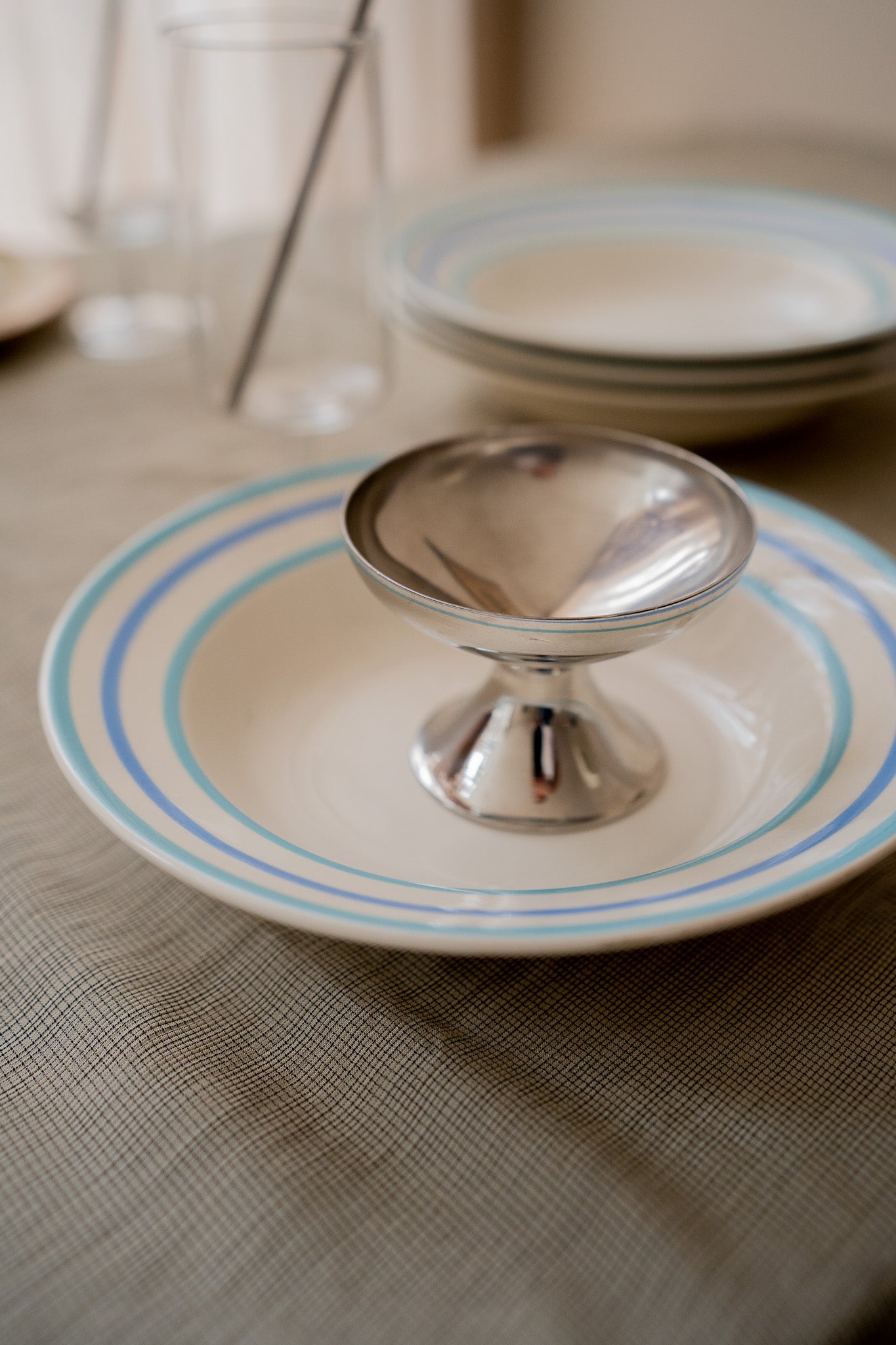 Set van 4 diepe borden blauwe rand