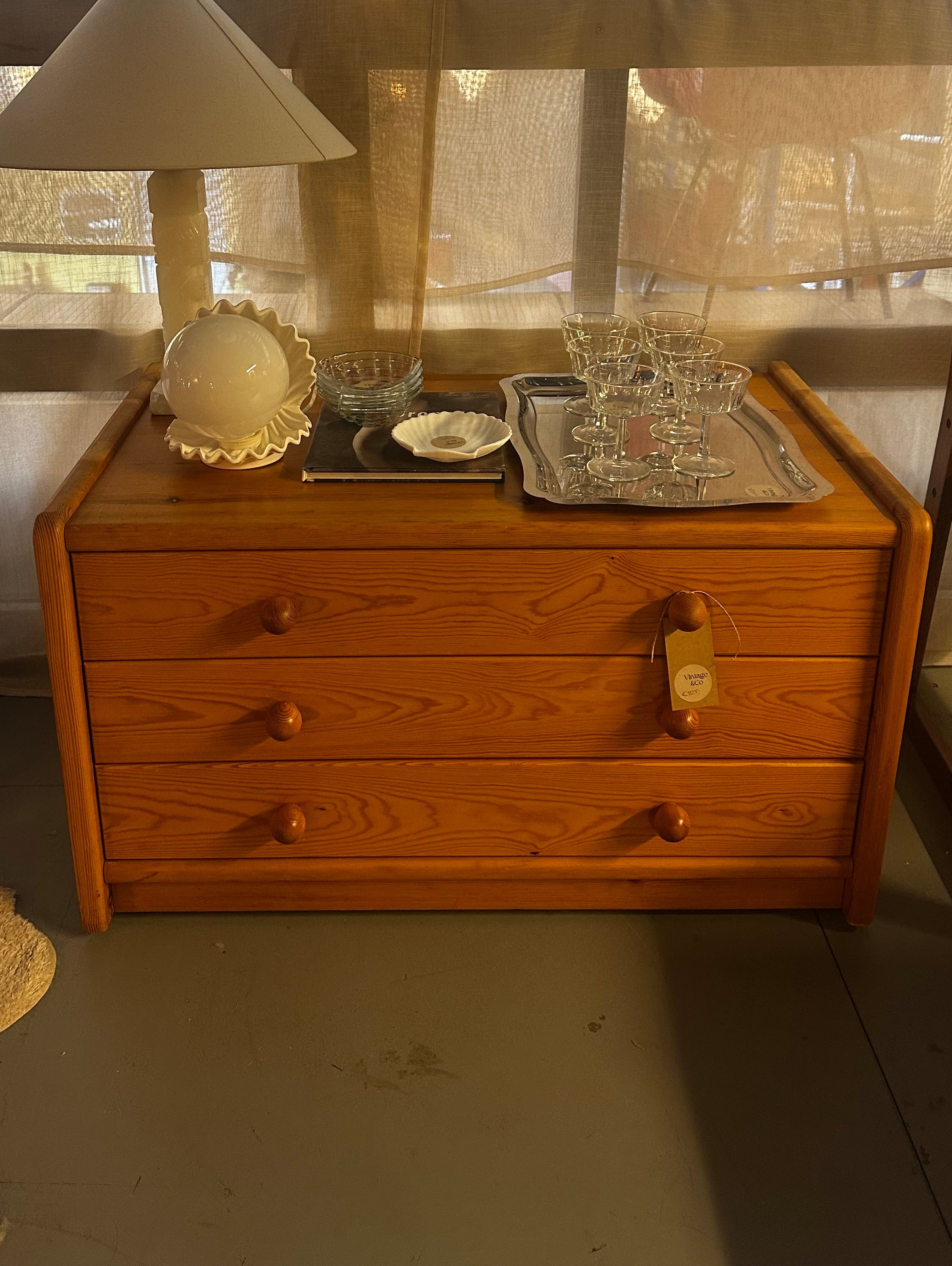 Vintage grenen ladekast