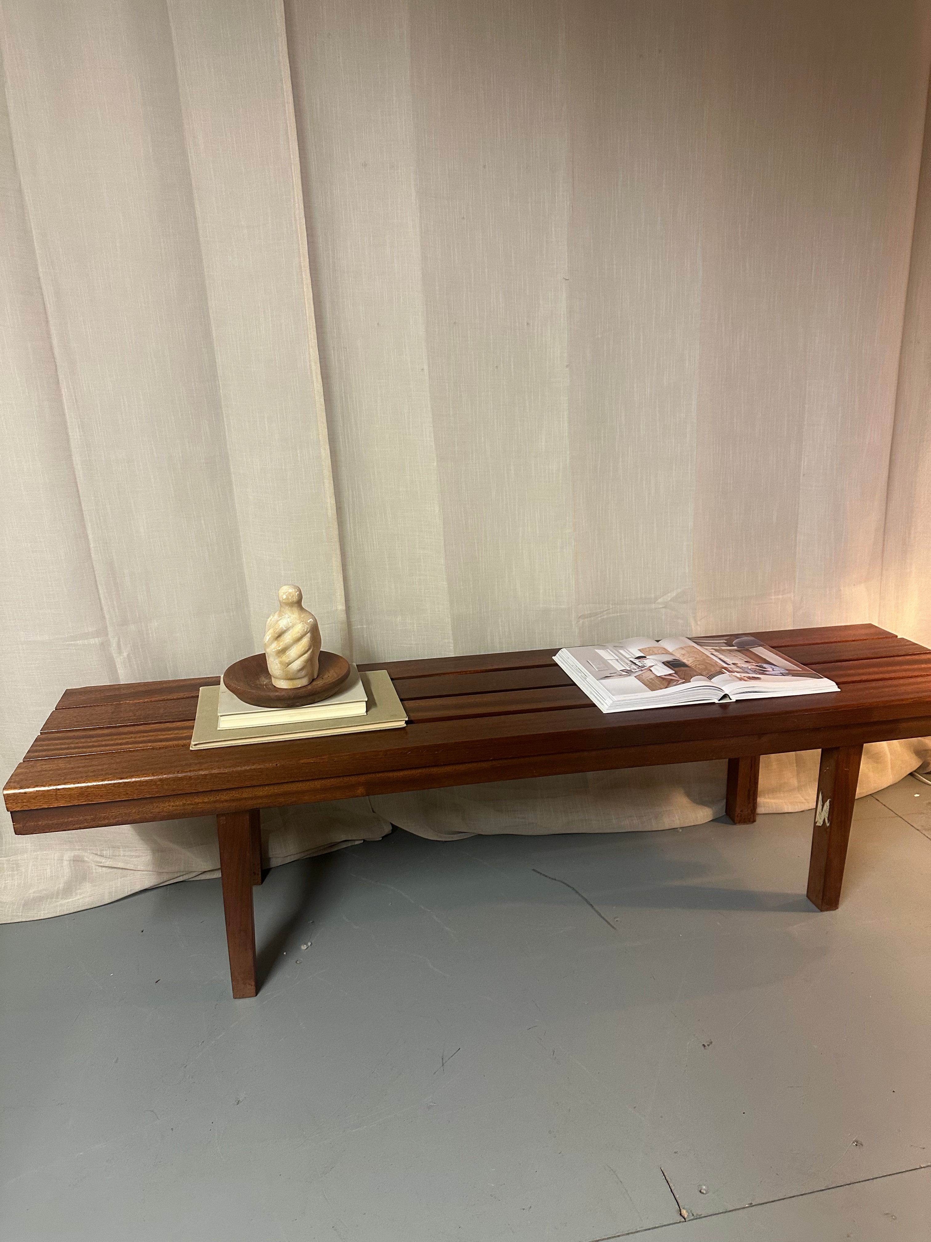 Vintage houten lattenbank