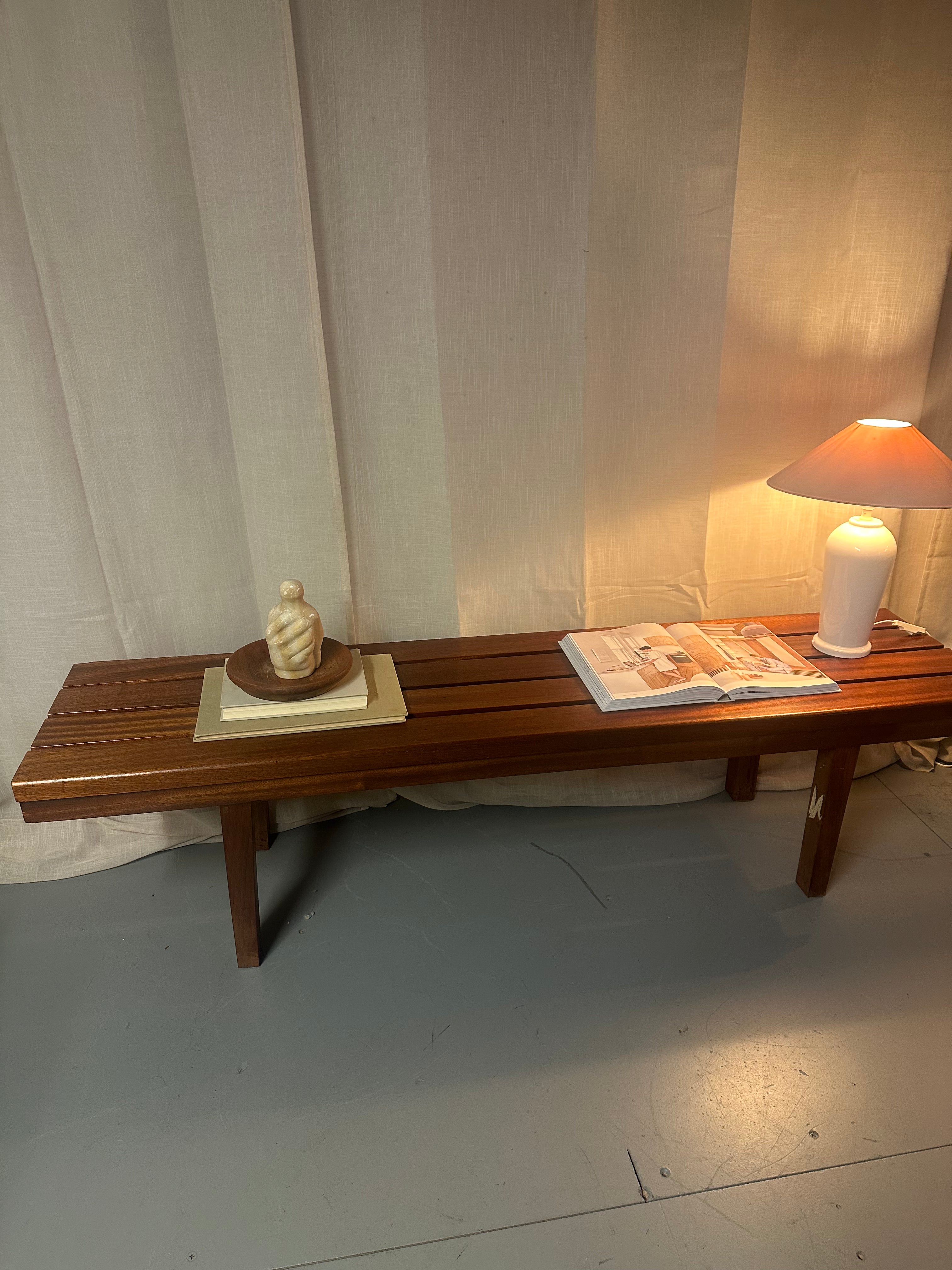 Vintage houten lattenbank