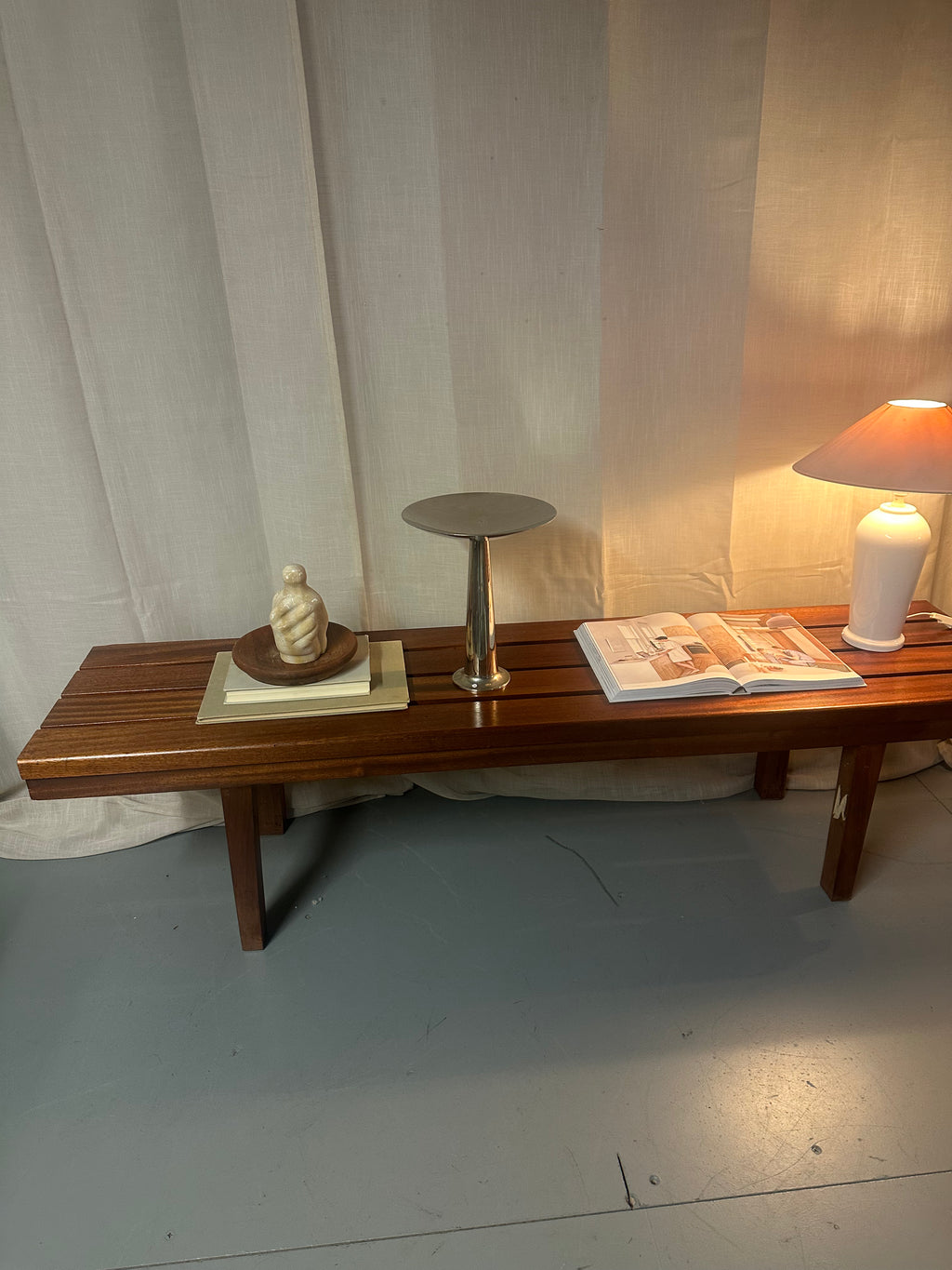 Vintage houten lattenbank