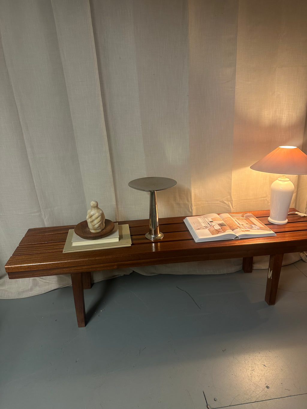 Vintage houten lattenbank