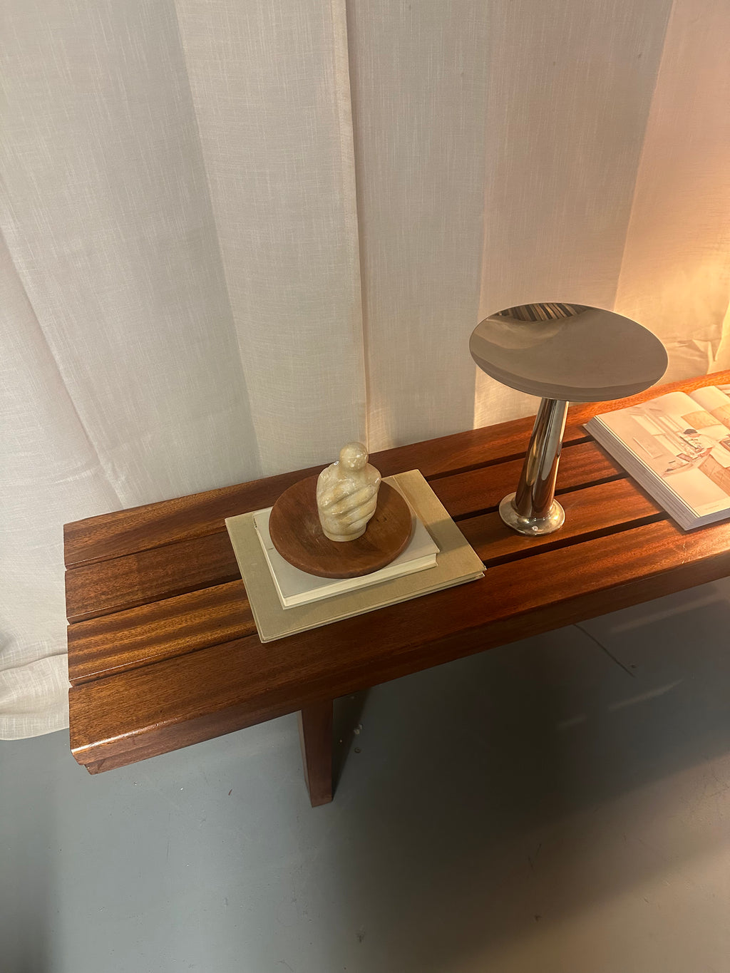 Vintage houten lattenbank