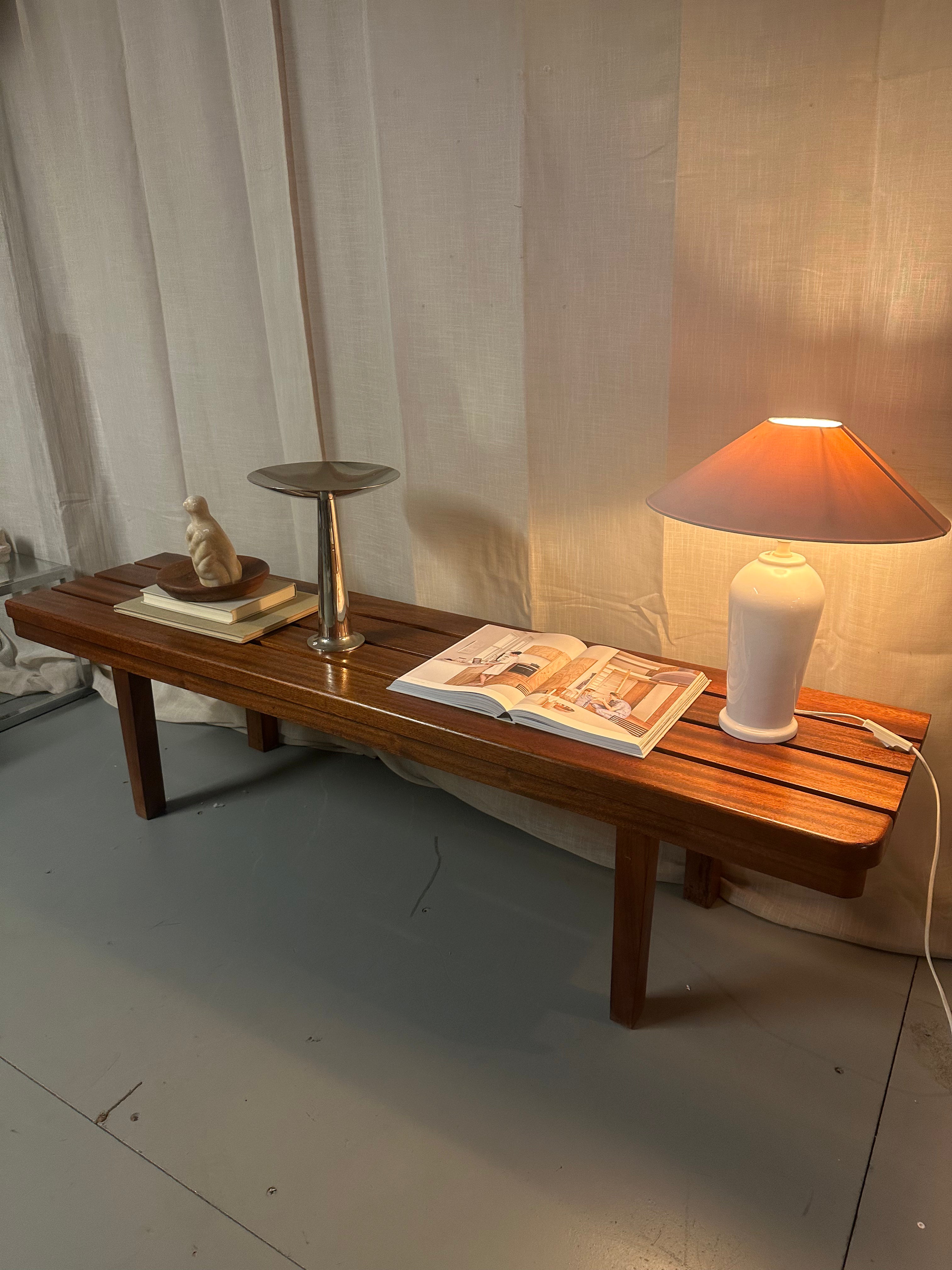 Vintage houten lattenbank