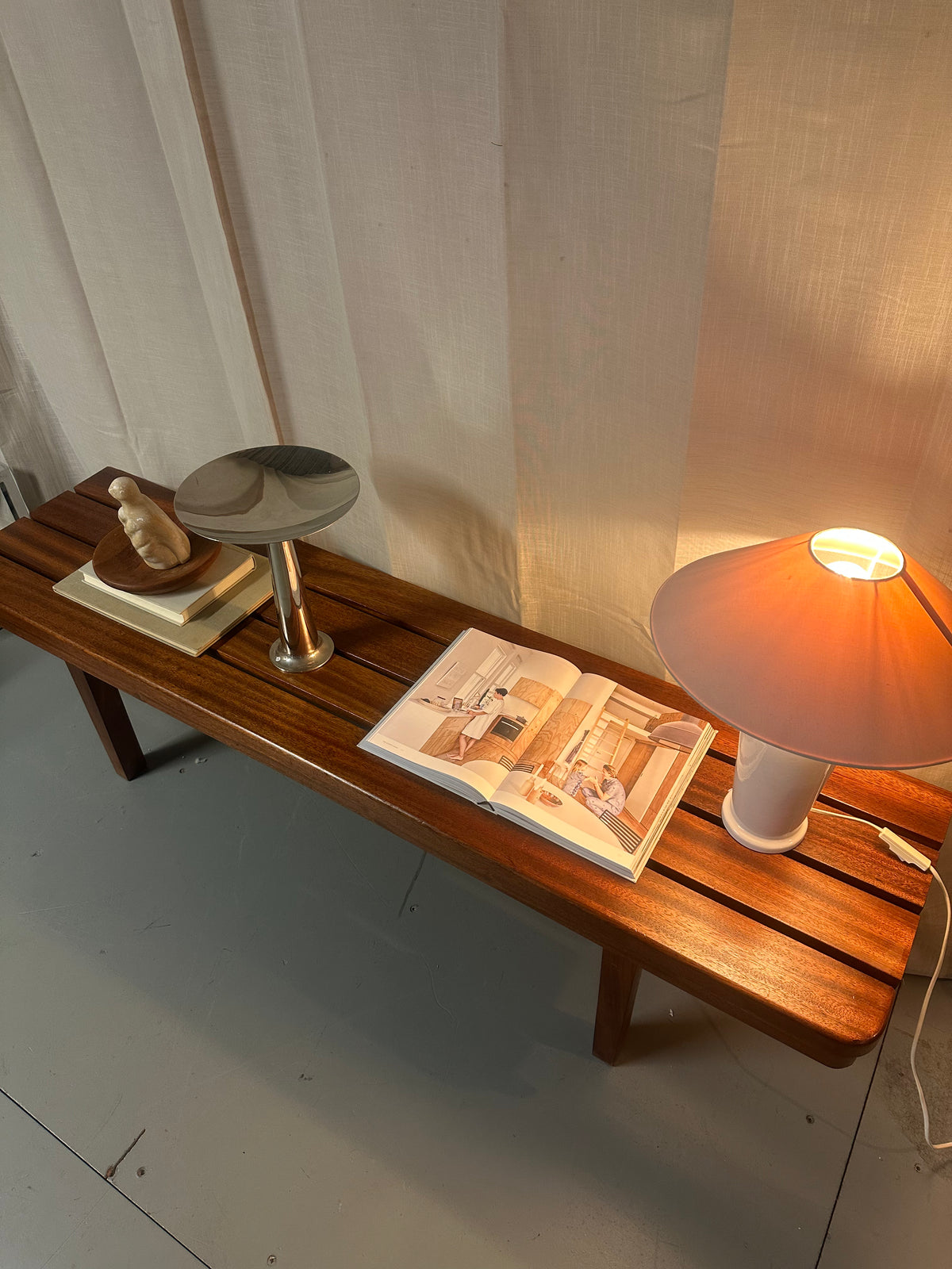 Vintage houten lattenbank